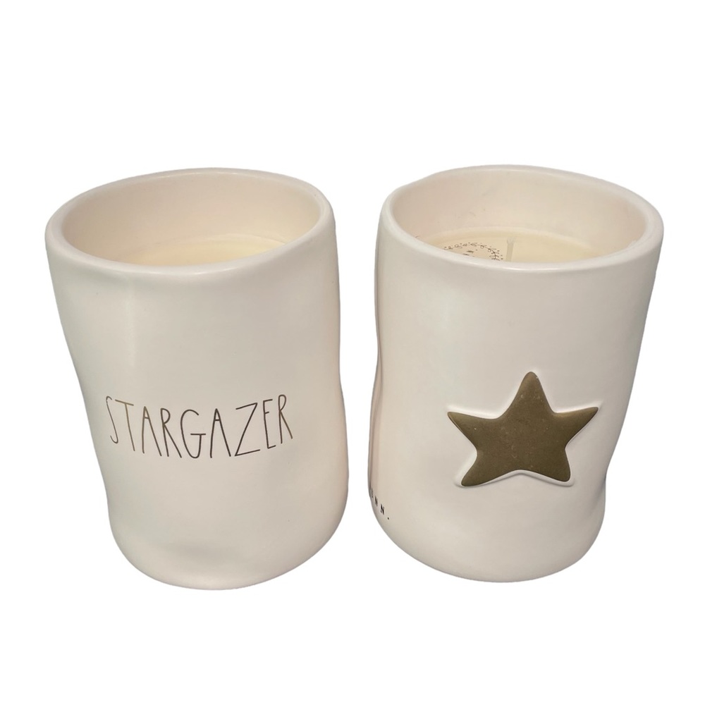 Rae Dunn Candles Scented 2 Stargazer Midnight Orchid gold star ceramic jar